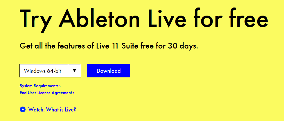 Ableton Live's trial version mode