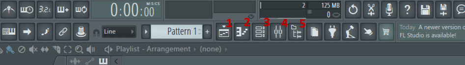 Accessing FL Studio's 5 main sections