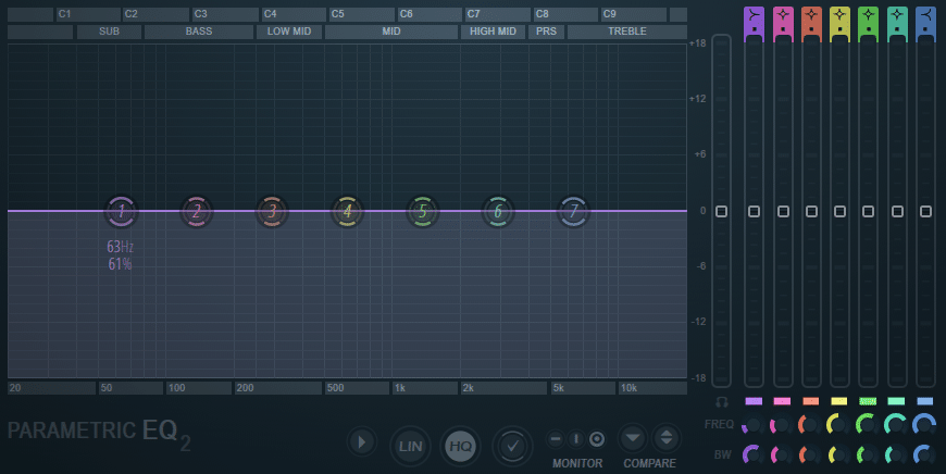 Parametric EQ 2, FL Studio's stock plugin