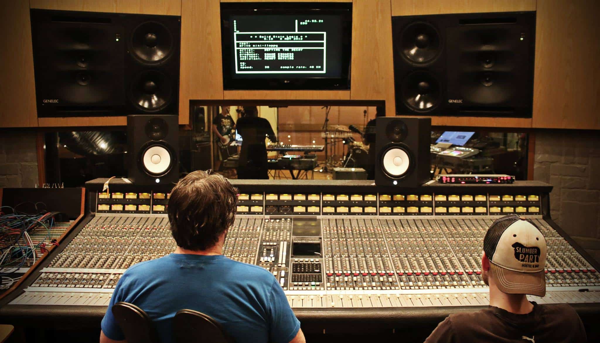 Music producers in a studio