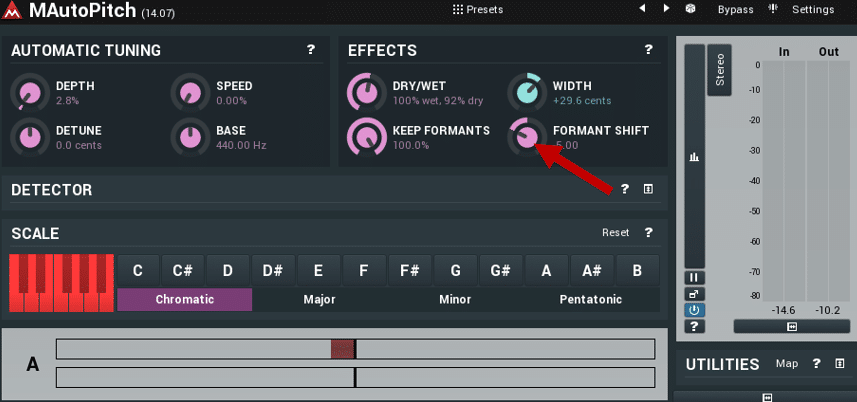Formant shifting with the free plugin MAutoPitch