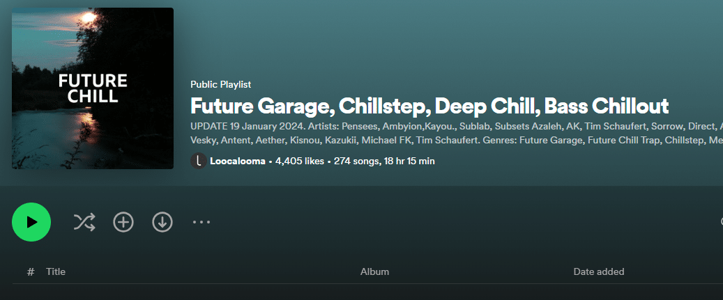 Example of a Spotify playlist curator
